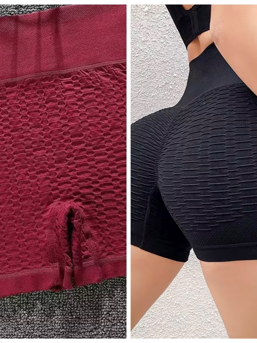 🧘‍♂️3/$12 pair of Yoga🧘‍♂️ Exercise High-Waist yoga shorts - 2 black/burgundy - Picture 2 of 10